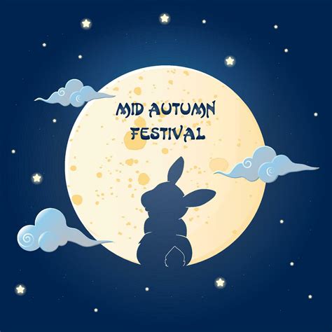 Postcard Silhouette Rabbit In The Moon Mid Autumn Festival 26107904