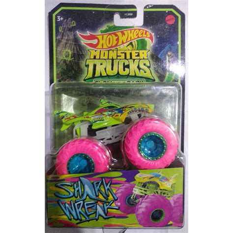 Hot Wheels Monster Trucks Glow In The Dark Shark Wreak Brilha No Escuro Shopee Brasil