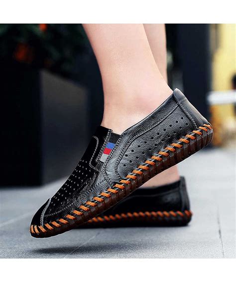 Black Retro Sewed Hollow Out Slip On Shoe Loafer Mens Shoe Loafers Online 2004ms