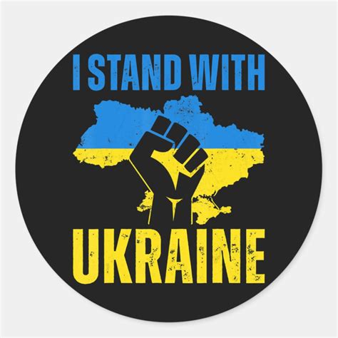 I Stand With Ukraine Ukrainian Flag Rise Fist Peac Classic Round