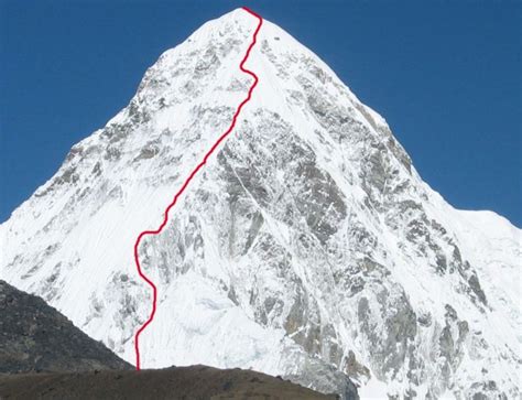 Photographs, ascent route and map of Pumori above Gorak Shep and Base ...