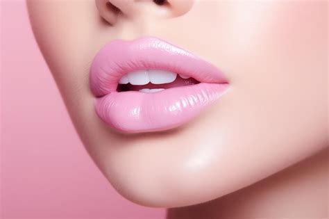 Primer Plano Hermosas Mujeres Labios Regordetes Sexy Con L Piz Labial