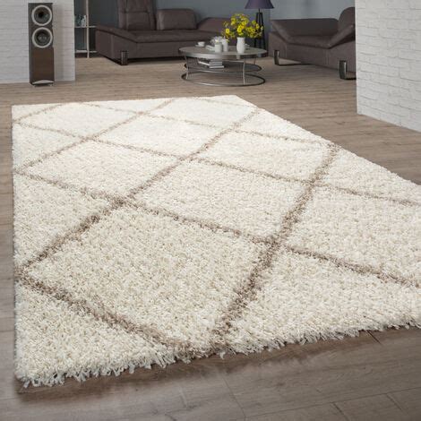 Paco Home Tapis Salon Poils Longs Shaggy Design Scandinave Avec Motif