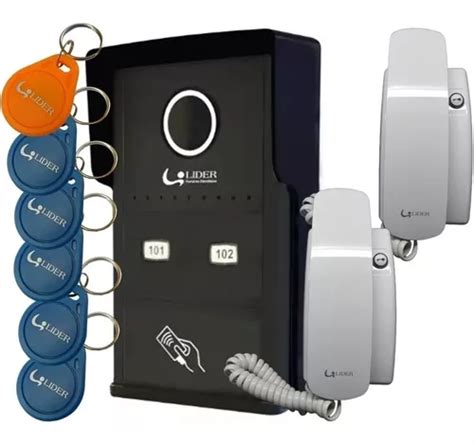 Kit Porteiro Coletivo Rfid 2 Pontos Tags E 2 Monofones Cor Preto