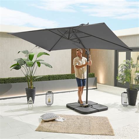 Apollo 3m X 2m Rectangular Cantilever Parasol Crank Tilt Grey