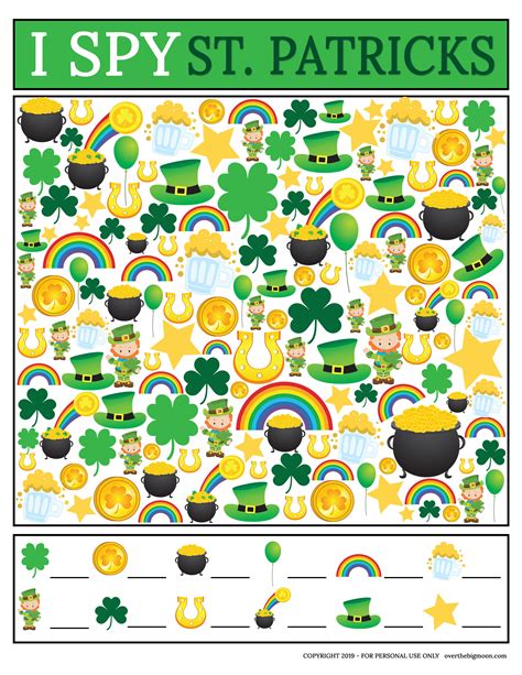 St Patricks Day I Spy Game St Patrick Day Activities St Patricks