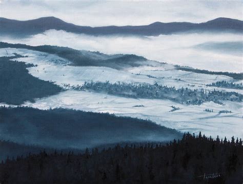 Mountain Winter Landscape - Oil Painting - Fine Arts Gallery - Original fine Art Oil Paintings ...