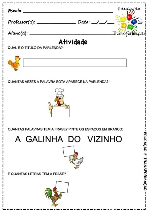 Blog Educação e Transformação Parlenda A galinha do vizinho