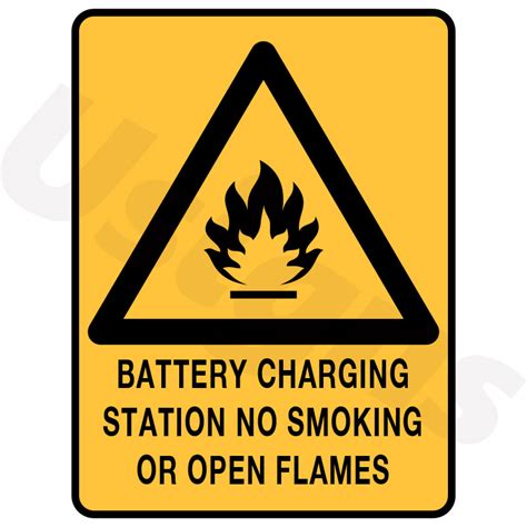 Battery Charging Station No Smoking Or Open Flames Signs Signage