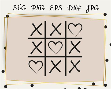 Tic Tac Toe Hearts SVG Image Upload File St Valentine S Etsy