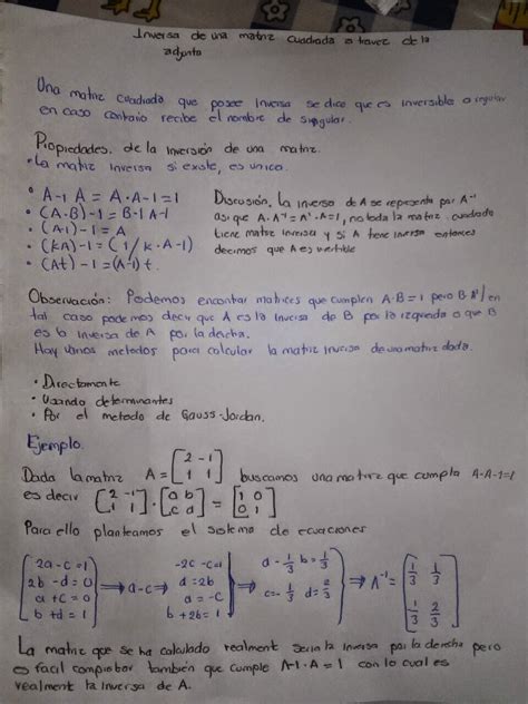 Calculo De La Inversa De Una Matriz Por Determinantes Printable