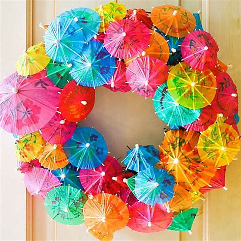 Diy Summer Cocktail Umbrella Wreath How To Totally Tiki Luau Party Ideas Luau Party Ideas