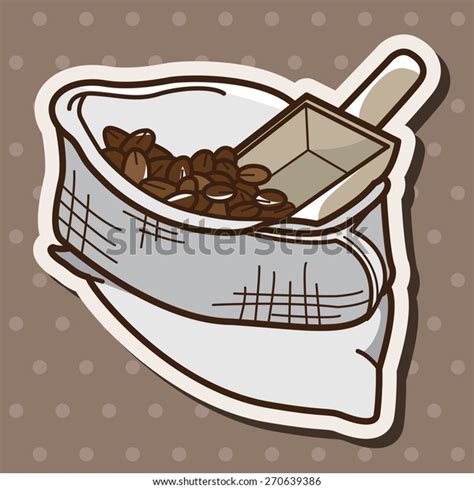 Bag Coffee Bean Cartoon Stickers Icon Stock Illustration 270639386