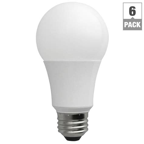 Tcp 60w Equivalent Soft White A19 Non Dimmable Led Light Bulb 6 Pack La1027knd6 The Home Depot