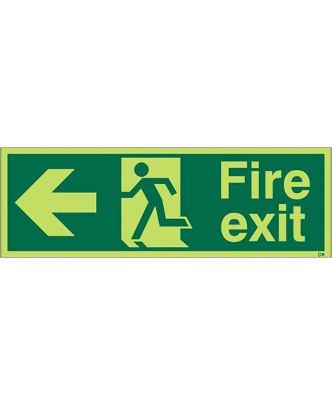 Photoluminescent Fire Exit Left Sign