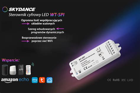 Sterownik LED SPI WiFi do taśm cyfrowych LED 8A 5 24V DC 1000