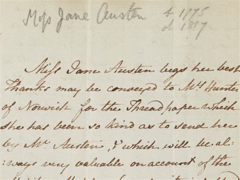 Jane Austen Handwritten Letter To Make 130000