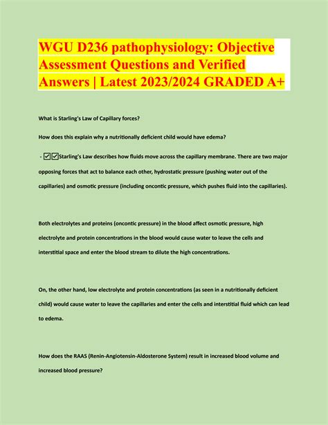 Solution Wgu D Pathophysiology Objectiveassessment Questions And