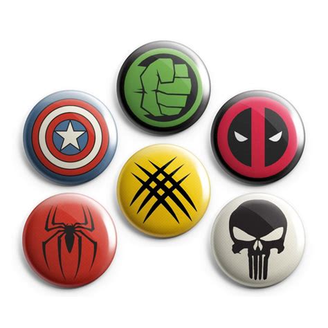 Superhero Logo Icons Magnets Pinback Buttons Badges 1 Etsy