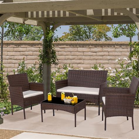 Shintenchi Piece Outdoor Patio Furniture Sets Small Wicker Patio