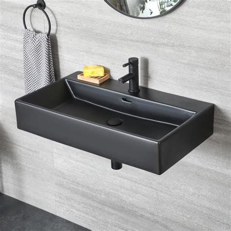 Milano Nero Modern Wall Hung Toilet And Basin Set Black