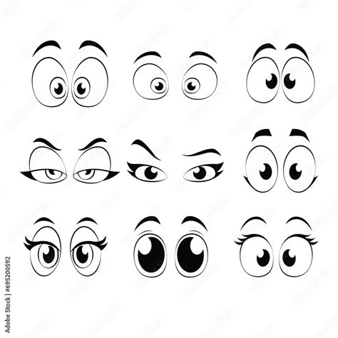 Cartoon Faces Expressive Eyes And Mouth Smiling Crying And Surprised