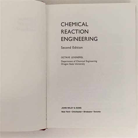 Chemical Reaction Engineering By Octave Levenspiel Wiley 2nd Edition