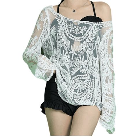 Banana Usa Tops Banana Usa Mint Lace Sheer Crochet Mesh Top Cotton