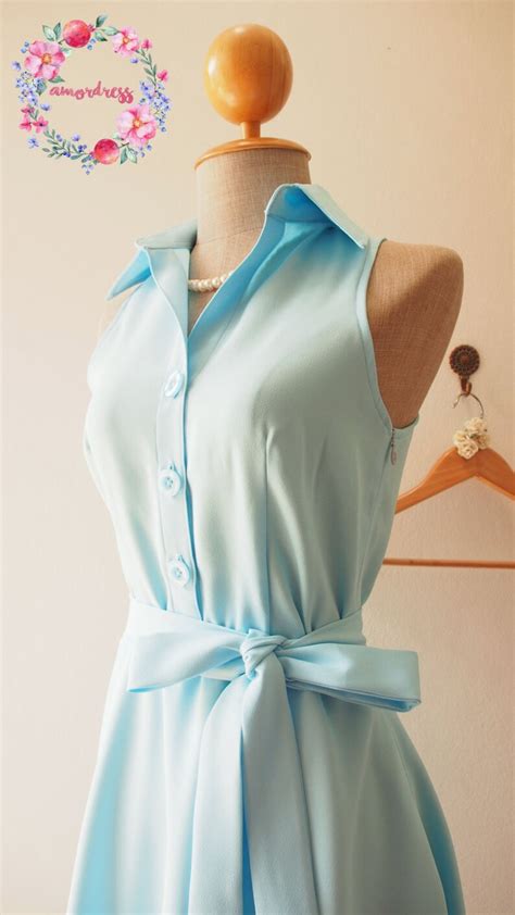 DOWNTOWN Baby Blue Shirt Dress Summer Dress Blue - Etsy