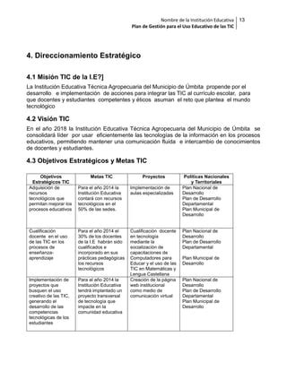 Plan De Gestion Para El Uso De Las Tic En La Ieta Umbita PDF