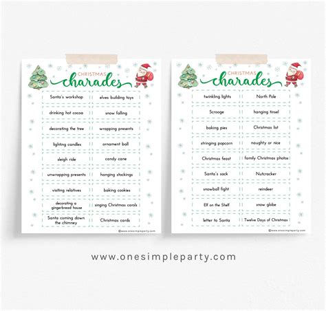 christmas charades printable free 1