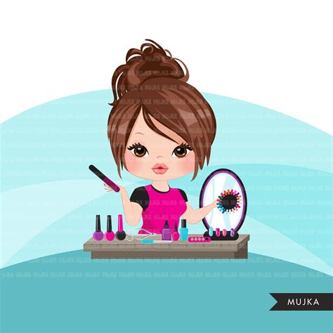 Woman Manicurist Avatar Clipart With Nail Art Graphics Girl Etsy