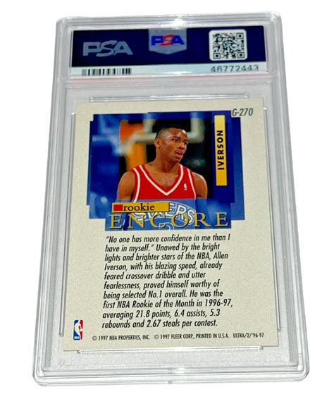 Allen Iverson Fleer Ultra Gold Medallion G Psa Nm Mt