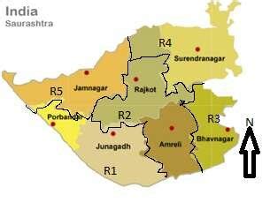 Map showing the Sub-Regions (R1 to R5) of the Saurashra Region ...