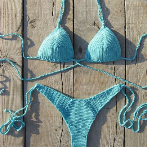 Blue Crochet Bikini Etsy