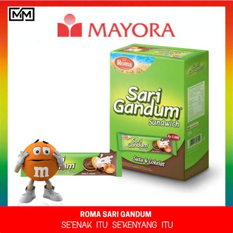 Jual Pack Roma Sari Gandum Sandwich Susu Cokelat Isi Pcs