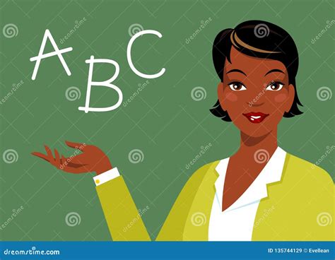 African Teacher Black Young Woman Professor Standing Cartoon Vector