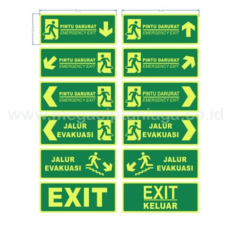 Jual Sign Darurat Jalur Evakuasi Exit Akrilik Sticker Fosfor Di Lapak