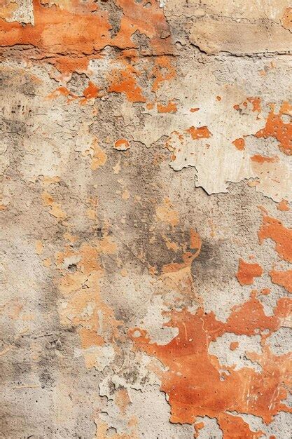 Premium Photo An Orange And White Wall With Peeling Paint