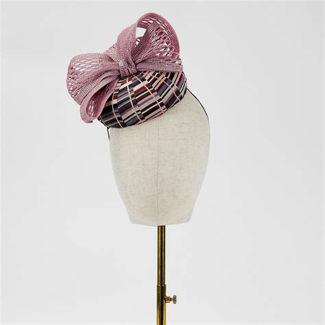 Pink Multi Headpiece With Bow Trim Jenny Roberts Millinery In