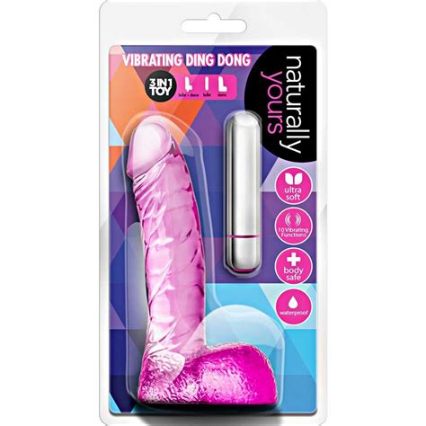 Naturally Yours Ding Dong Vibrating Jelly Dildo With Balls Pink