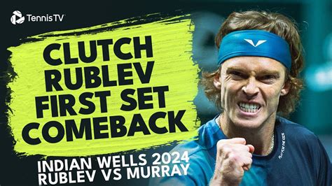 Dramatic Rublev Vs Murray First Set Finale Indian Wells Youtube