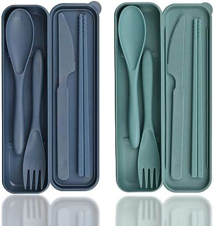 Camping Cutlery Reusable 2 Piece Travel Cutlery Set With Case Plastic