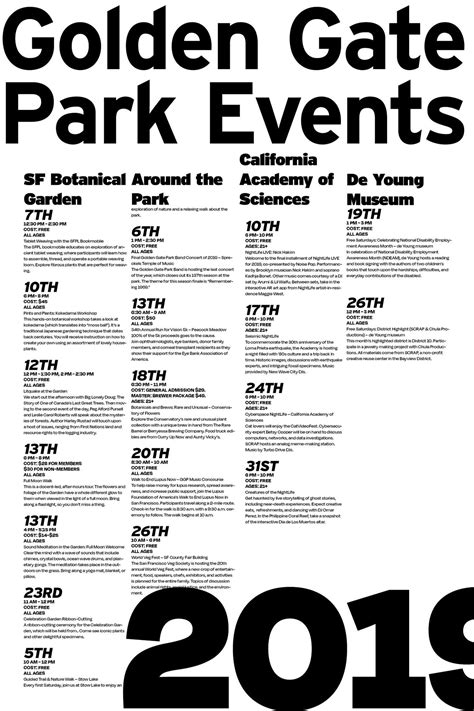 Golden Gate Park Events Poster on Behance