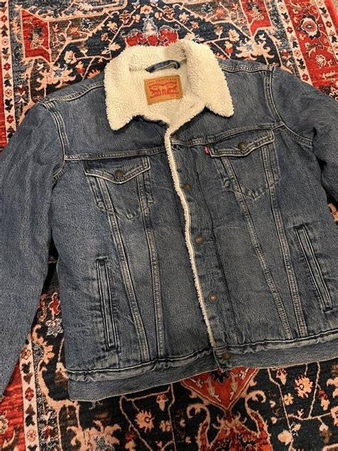 Levis Sherpa Trucker Mens Jacket Denim Size L Gem