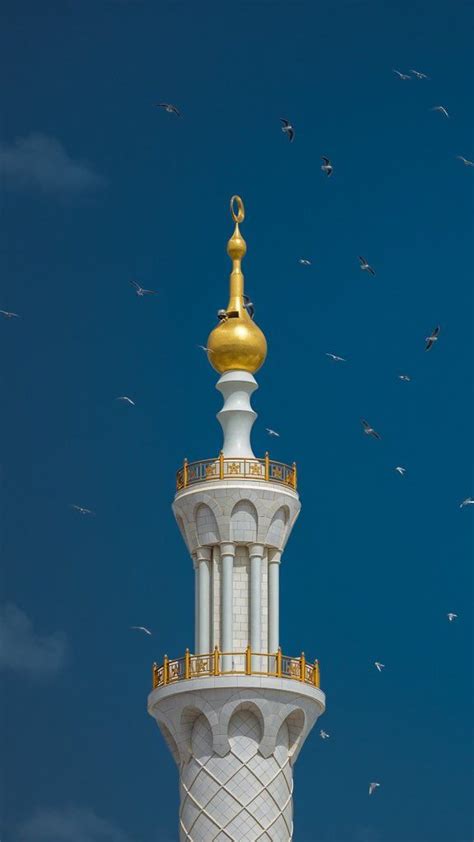 Islamic Architecture with Golden Dome and Birds