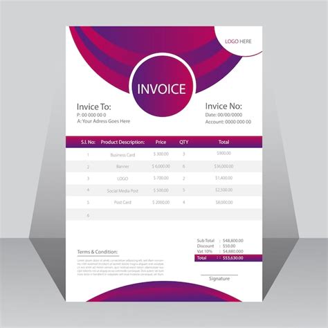 Premium Vector Creative Business Invoice Design Template