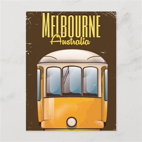 Melbourne Tram Australia Vintage Travel Poster Postcard Zazzle