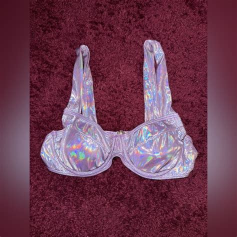 Intimates Sleepwear S Y K Rainbow Silver Holographic Sexy Rave Bikini Top Poshmark