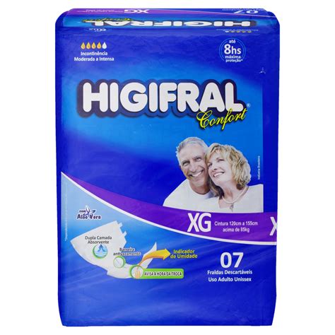 FRALDA DESCARTÁVEL ADULTO HIGIFRAL CONFORT XG PACOTE 7 UNIDADES GTIN